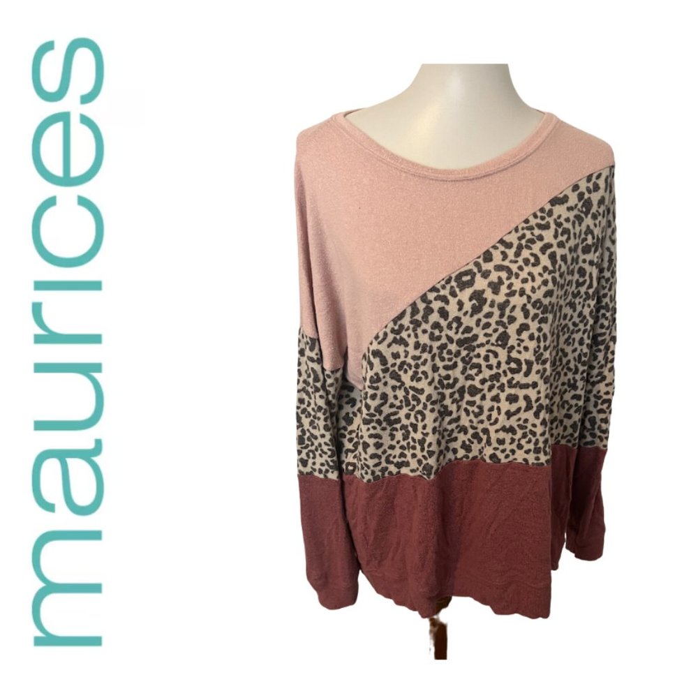 Plus 1X Maurices Soft Top, Pink and Animal Print